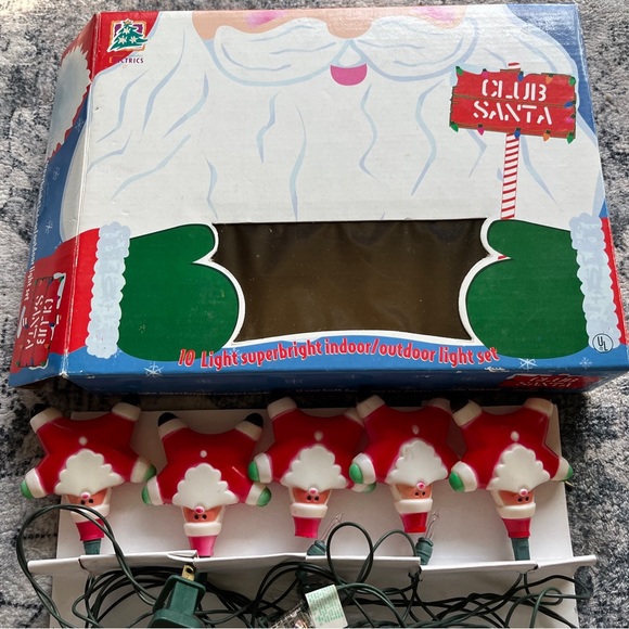 Vintage Blo Mold String Of Lights Santa 10 Club Santa - Picture 5 of 12